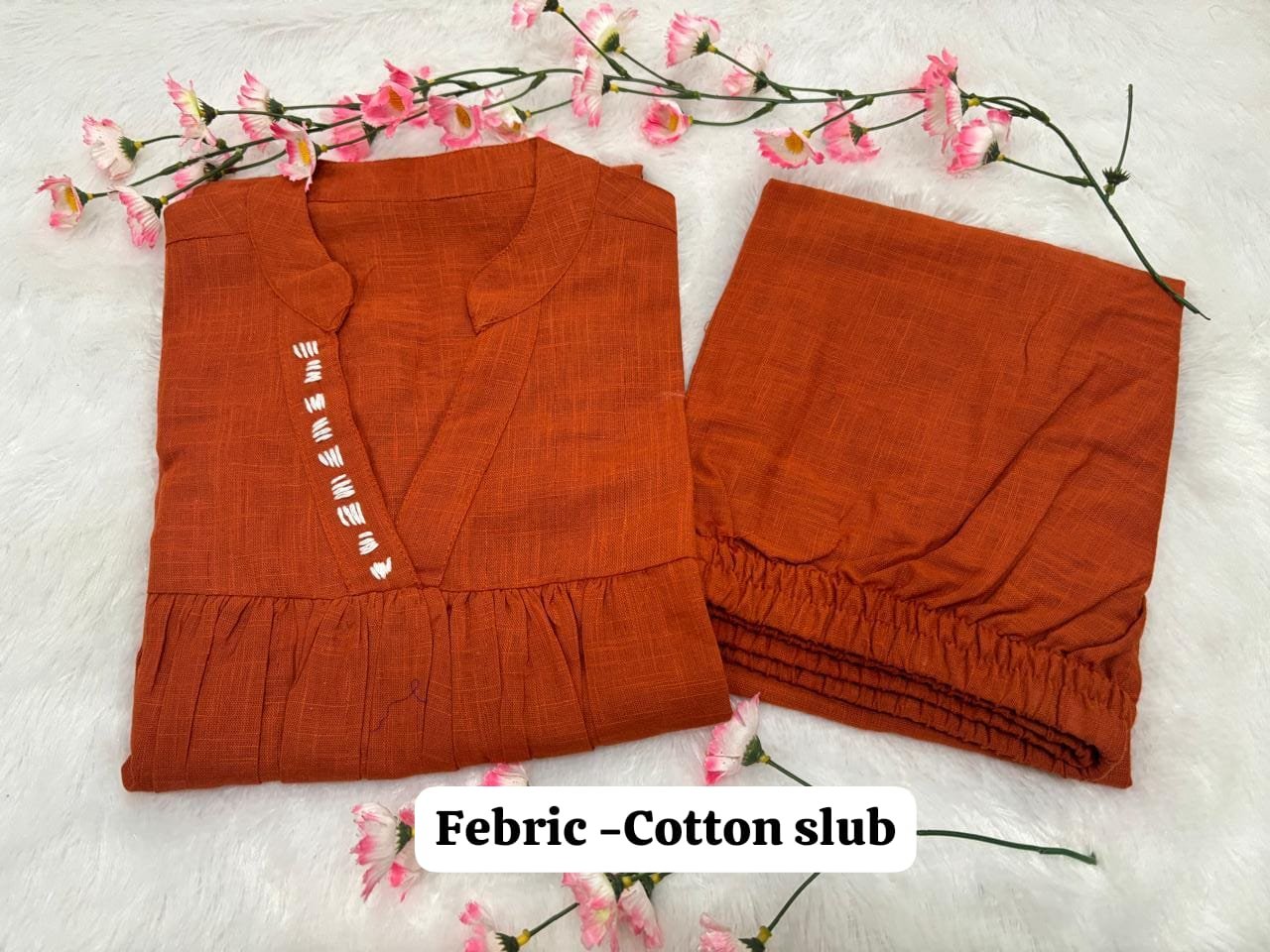 Cotton Slub Coord Set with Pockets